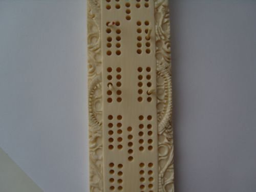 fig 2. Beautiful Ivory Carved Cribbage Board Late 19th Century