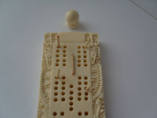 fig 3. Beautiful Ivory Carved Cribbage Board Late 19th Century