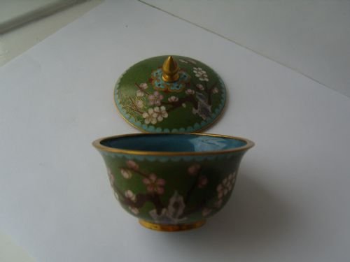fig 2. Cloisonne Lidded Trinket Pot C. 1900's