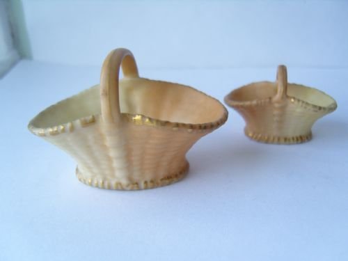 fig 1. Lovely Pair Of Royal Worcester Blush Ivory Baskets