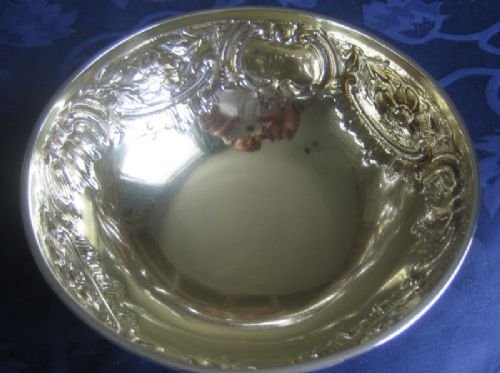 Lovely Early Victorian Embossed Solid Silver Bowl, London 1853
