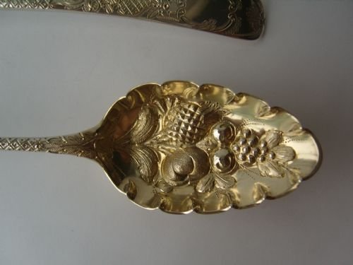 fig 1. Lovely Pair Georgian Silver Berry Spoons London 1800 Bateman