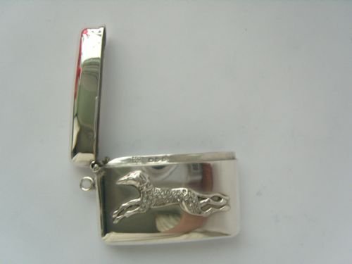 fig 2. Rare Victorian Silver & Diamante Greyhound Vesta Case
