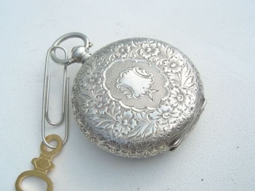 fig 2. Stunning Swiss Silver Cased Pocket/Fob Watch Circa 1900