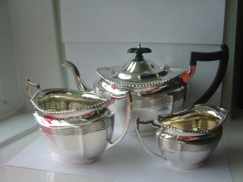 Stunning Edwardian Silver Three Piece Tea Set Chester 1907