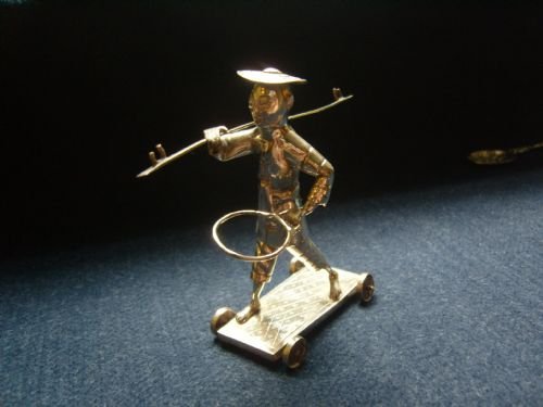 Unusual Chinese Silver Coolie Cruet Set Holder C1880
