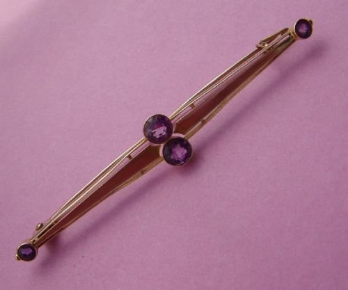 fig 1. FINE EDWARDIAN 9CT ROSE GOLD & AMETHYST BROOCH C1910