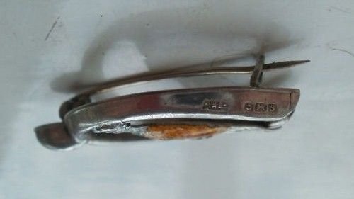 fig 1. Solid Silver & Enamel Wishbone Grouse Brooch Birmingham 1917
