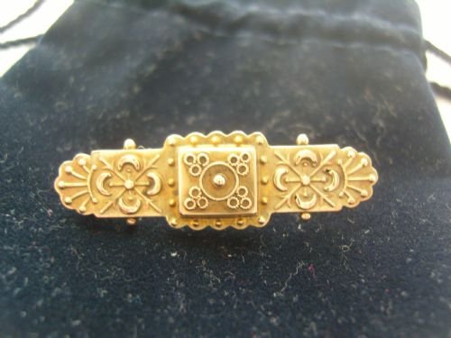 fig 1. Lovely Victorian 9ct Gold mourning brooch Chester 1899 Rare
