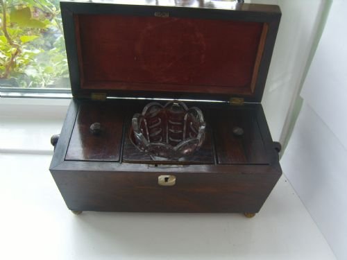 fig 1. Early Victorian Rosewood Inlaid Tea Caddy