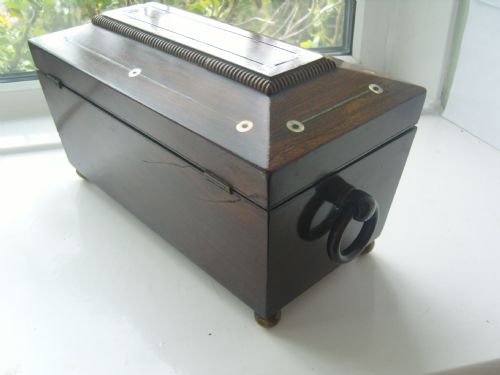 fig 3. Early Victorian Rosewood Inlaid Tea Caddy
