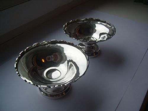 fig 2. Stunning Pair of Footed Silver Bonbon Dishes Harrods