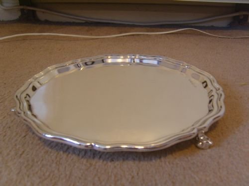 fig 1. Lovely Substantial Hallmarked Georgian Style Silver Salver.