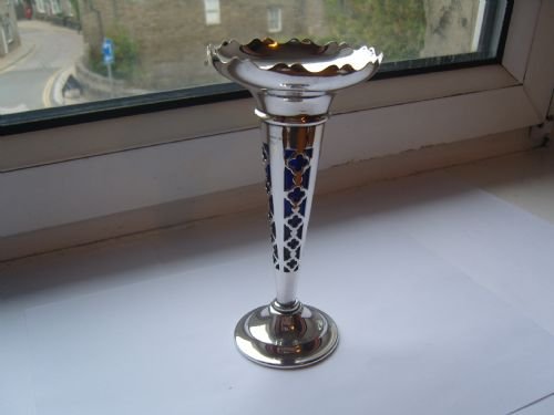 Lovely Silver Plated Pierced Vase C1920