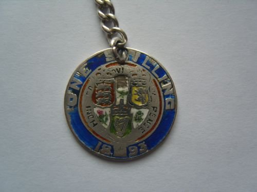 fig 2. Edwardian Hallmarked Silver Albert Chain 1910 with 1893 Shilling Fob