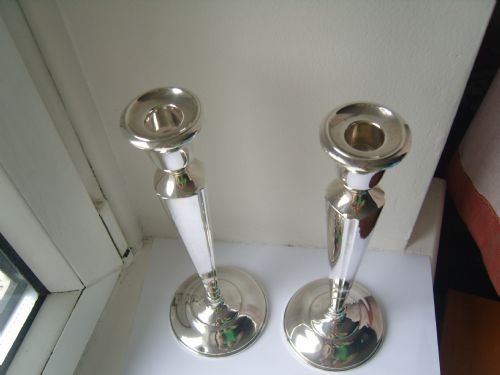 fig 1. Pair of Large Hallmarked Sterling Silver Candlesticks c1920