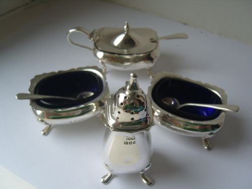 fig 4. Superb Edwardian Seven Piece Silver Cruet Set