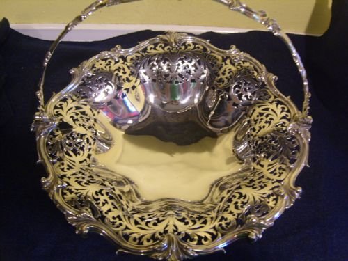 Very Large, Heavy Early Victorian Swing Handled Silver Fruit Basket 1841 Bernard