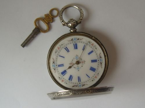 fig 1. STUNNING SWISS SILVER CASED KEY WIND POCKET/FOB WATCH CIRCA 1880