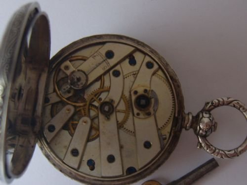 fig 4. STUNNING SWISS SILVER CASED KEY WIND POCKET/FOB WATCH CIRCA 1880