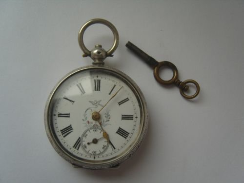 fig 1. Lovely Swiss Silver Hallmarked Key Wound Ladies Pocket Watch