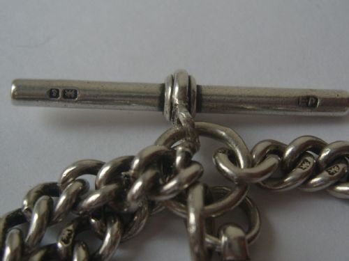 fig 4. Victorian Silver Double Albert Chain With WW1 Fob