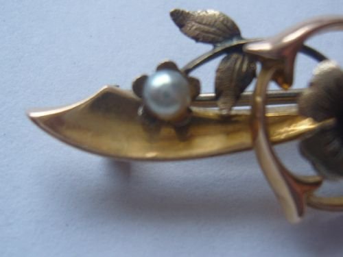 fig 3. Antique Edwardian Ruby & Pearl 15ct Carat Gold Brooch Chester
