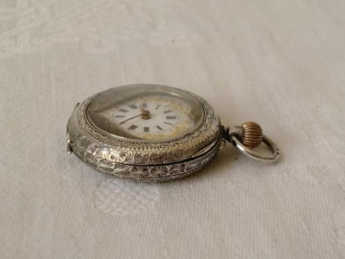 fig 2. Stunning Edwardian Ladies Silver Heart Shape Pocket Watch