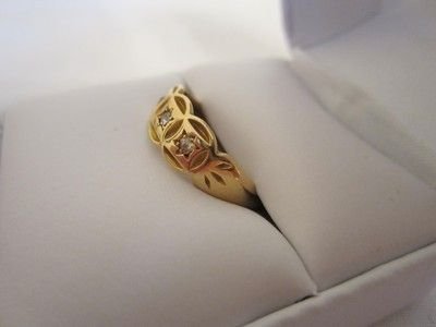 fig 1. LOVELY VICTORIAN CHESTER 18CT GOLD LADIES 3 STONE DIAMOND RING SIZE P1/2
