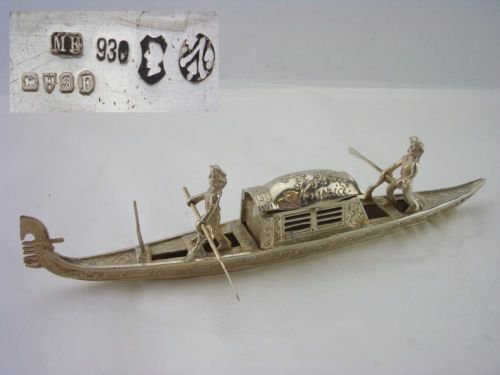 Stunning Hallmarked Silver Venetian Gondola Chester Import