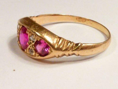 fig 1. Lovely Edwardian 18ct Gold Ruby and Diamond Ring