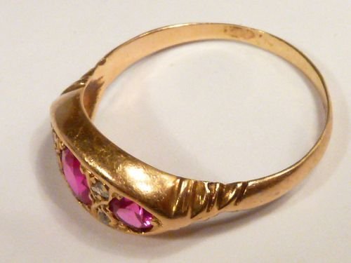 fig 2. Lovely Edwardian 18ct Gold Ruby and Diamond Ring
