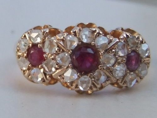 Stunning Victorian 18ct Gold Diamond and Ruby Ring.
