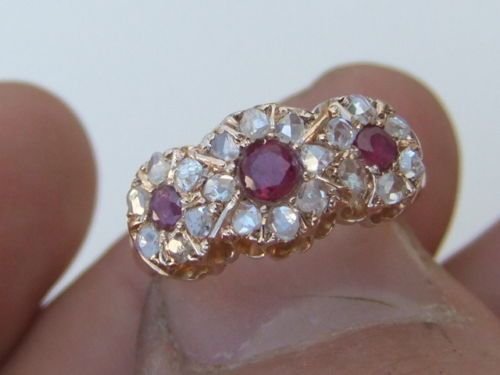 fig 1. Stunning Victorian 18ct Gold Diamond and Ruby Ring.
