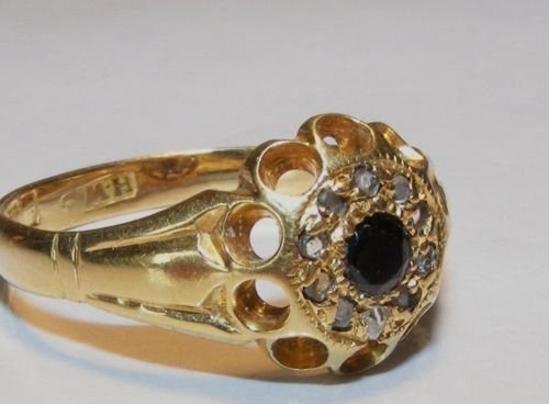 fig 1. Rare Early Victorian 18ct Gold Diamond and Sapphire Ring