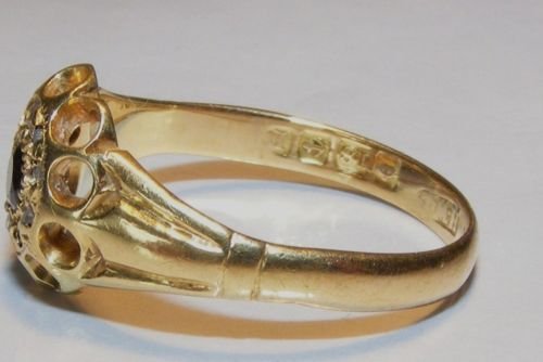 fig 2. Rare Early Victorian 18ct Gold Diamond and Sapphire Ring