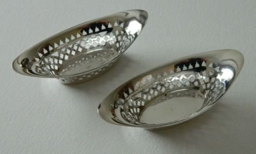 Lovely Victorian Matched Pair of Solid Silver Bon Bon Dishes
