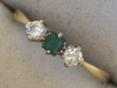 Stunning Edwardian 18ct Gold Platinum Square Emerald Diamond Ladies Ring
