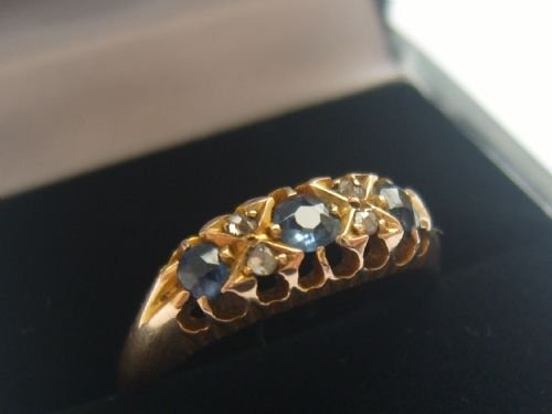 fig 1. Lovely Victorian 18ct Gold Diamond and Sapphire Ring