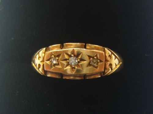 fig 1. Super Victorian 18ct Gold Diamond Trilogy Ring