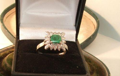 fig 2. Stunning Art Deco 18ct White Gold Diamond and Emerald Ring