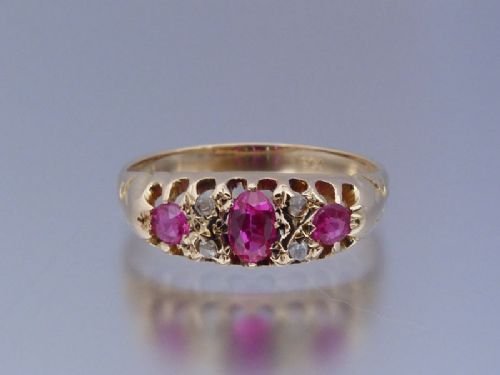 Stunning Edwardian 18ct Gold Rubies and Diamonds Ring