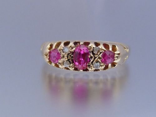 fig 2. Stunning Edwardian 18ct Gold Rubies and Diamonds Ring