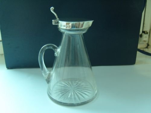 Lovely Silver & Glass Whisky or Brandy Jug 1920