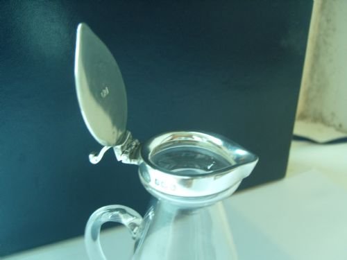 fig 2. LOVELY SILVER & GLASS WHISKY OR BRANDY JUG 1920