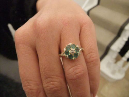 fig 3. Stunning Victorian 15ct gold Diamond & Emerald ring.