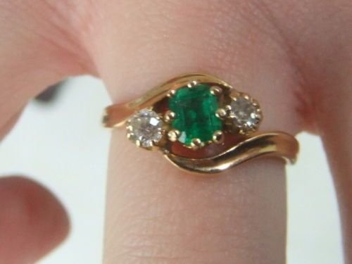 fig 2. Stunning Emerald & Diamond 1920's 18ct gold ring.