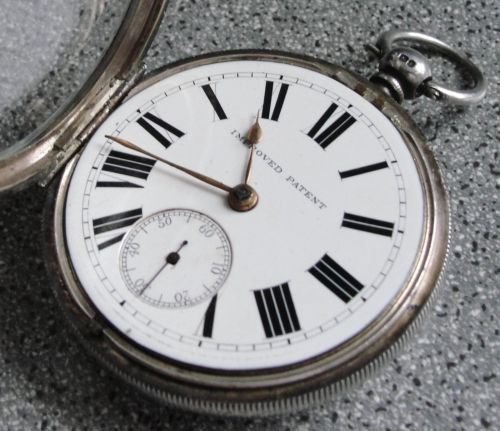 fig 1. Antique Victorian Silver Fusee Pocket Watch - M. Fisher of Manchester - 1894