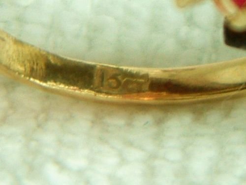 fig 2. STUNNING ANTIQUE 15CT GOLD RUBY + SAPPHIRE TWIST RING.