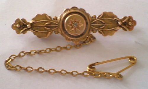 Rare Beautiful Victorian Antique 18ct Gold & Diamond Set Bar Brooch
